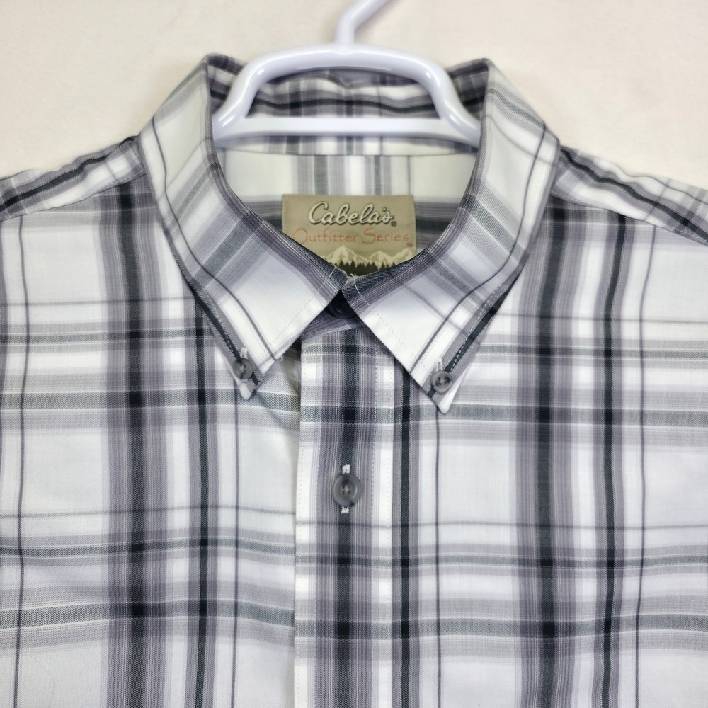 Cabela's Button Up Shirt Mens L Gray Plaid Business Casual Preppy Heritage - Picture 11 of 16